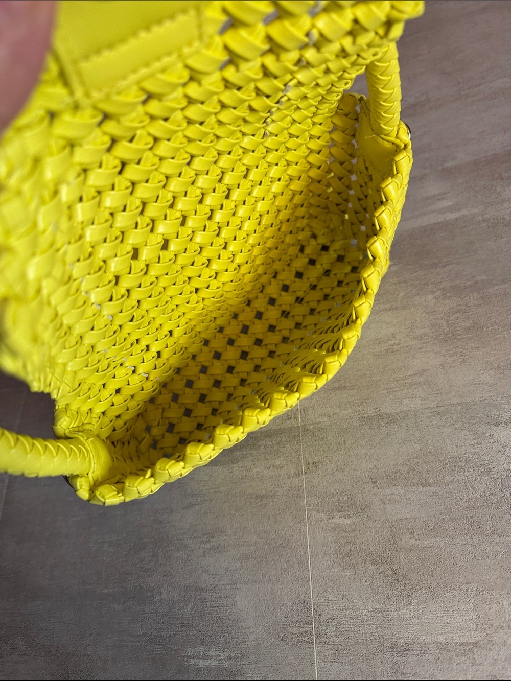 Yellow Woven Shoulder Bag with Removable pouch & strap - Picture 7 of 12